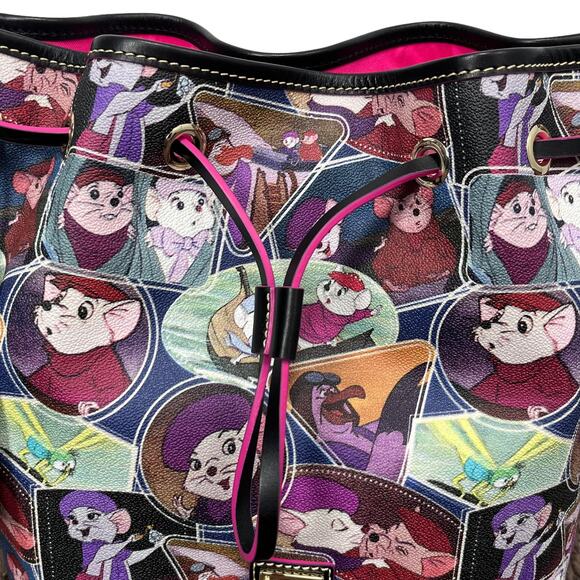 Dooney & Bourke Disney The Rescuers Drawstring Bag Purse Multicolor Printed NEW - Picture 2 of 13